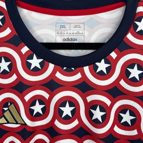 NWT Adidas x Marvel Captain America MLS Soccer Jersey Mens Size 2XL (HT3237) - Picture 2 of 6
